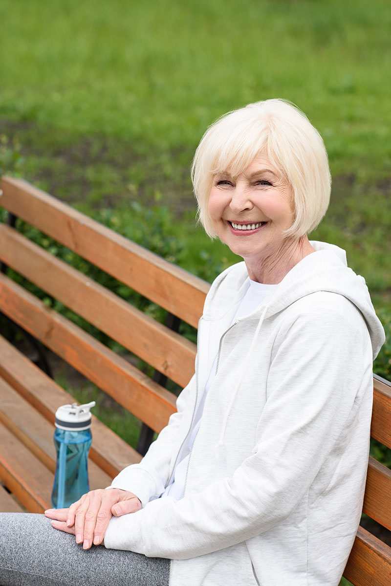 lady sitting on a bench